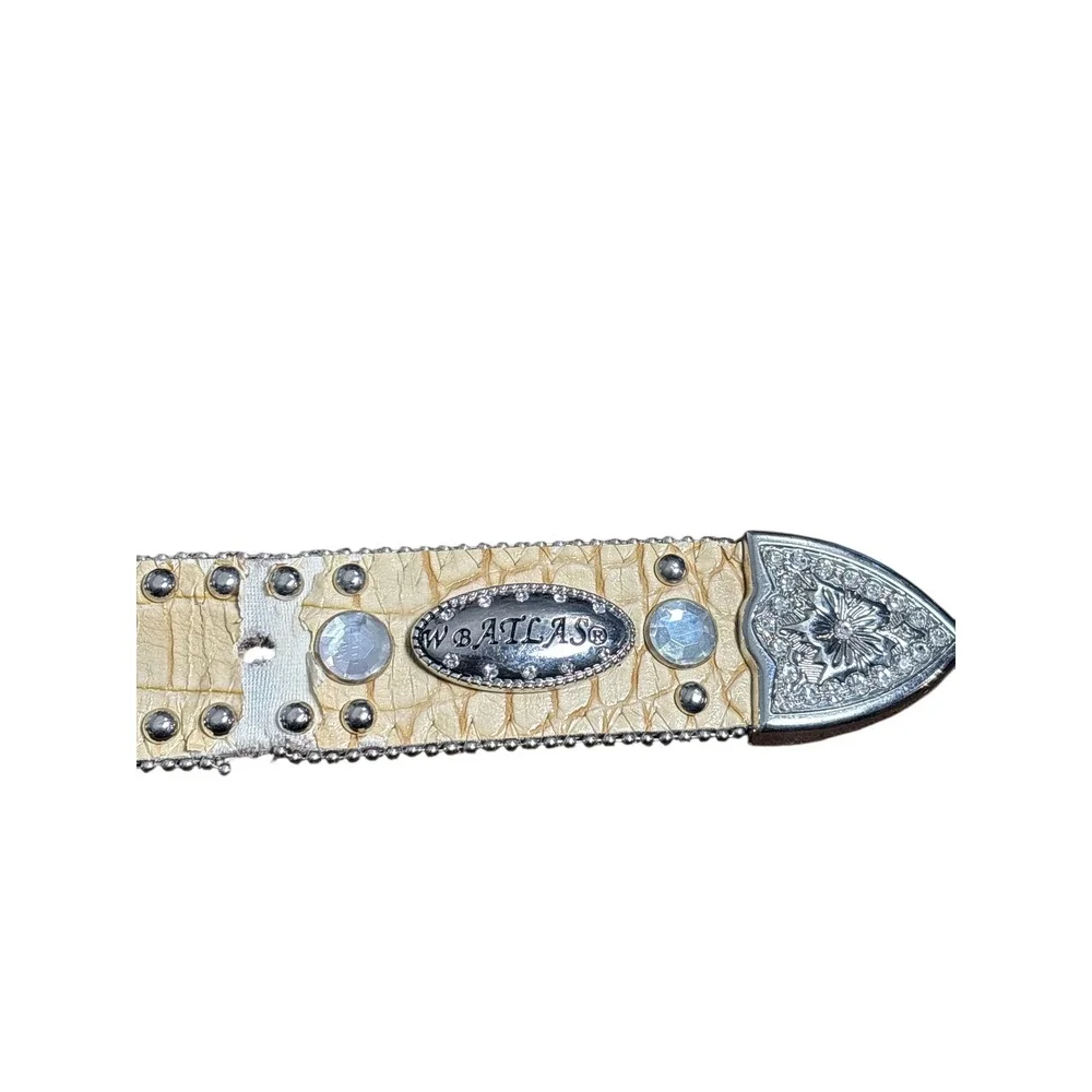 Rhinestone Western Belt‎ Star Studded Croc Print